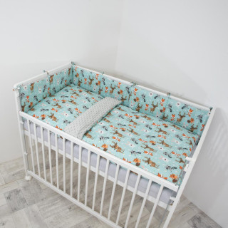 5 dílná sada do postýlky Minky Forest 100 x 135 cm Esito - stříbrná