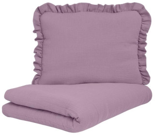 Mušelínové povlečení s volánkem 120 x 90 cm s výplní fialové Infantilo