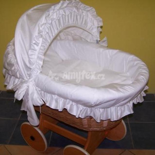 Proutěný koš s boudou s plnou výbavou jednobarevný BÍLÝ