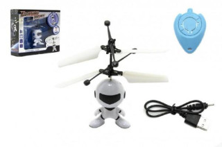 Vrtulníkový robot létající plast 13x11cm s USB kabelem na nabíjení svítící
