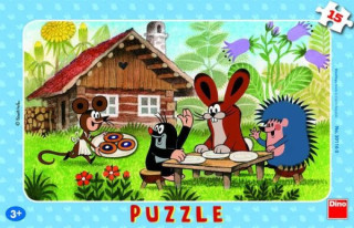 Puzzle 15 dílků deskové Krteček na návštěvě