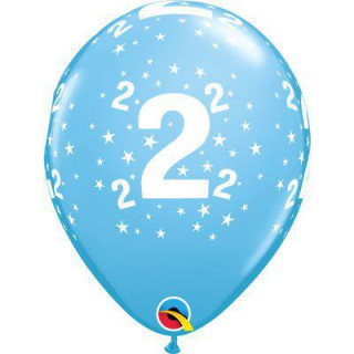 Balonky potisk číslo 2 modrý 11"/28 cm - 6 ks 