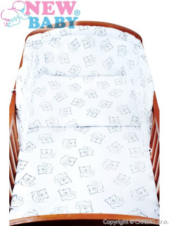 3-dílné ložní povlečení New Baby 100/135 cm - BÍLÉ S MEDVÍDKY