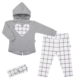 3-dílná holčičí bavlněná souprava New Baby Cool Girls šedo-bílá