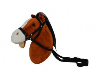 Koňská hlava s popruhem plyš 30 cm se zvukem tmavě hnědý
