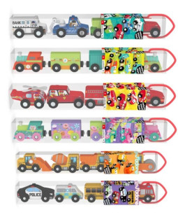 Sada dřevěných autíček v tubě 4 ks