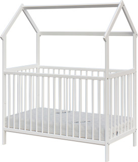 Dětská postýlka domeček Rika s vyndavacími příčkami borovice bílá 120 x 60 cm Scarlett 