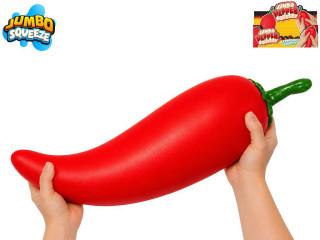 Mega Squeeze Jumbo strečová chilli paprička 24 cm - mačkací antistresová hračka