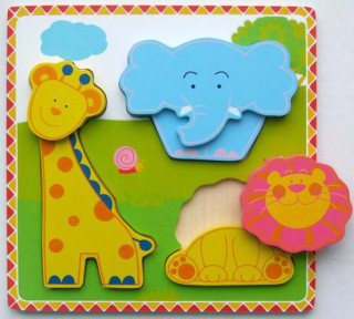 Dřevěná vkládačka Viga - safari 3 zvířátka