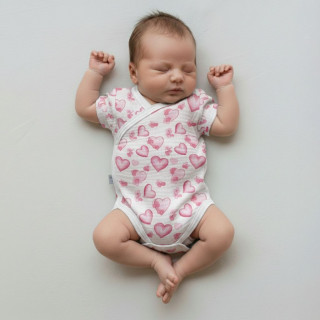 Zavinovací kojenecké body krátký rukáv mušelín Srdce Baby Service