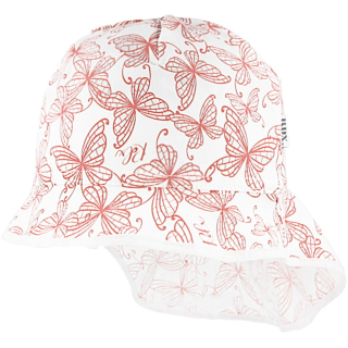 Letní klobouk vázací s plachetkou motýlci starorůžová na bílé