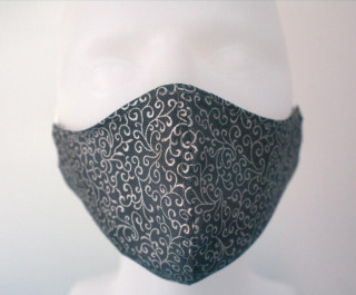 Látková respirační rouška - pro děti 7 - 12 let stříbrné ornamenty