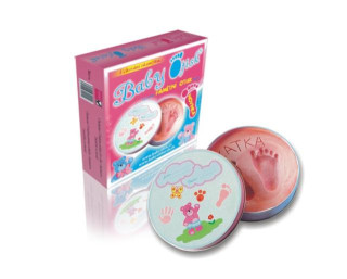 Baby otisk plechovka růžová