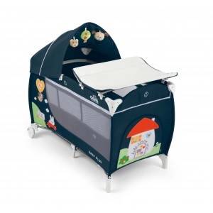 Cestovní postýlka CAM Daily Plus 2016, Col.222 - modrá s domečkem