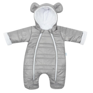 Zimní kojenecká kombinéza s kapucí a oušky New Baby Pumi grey
