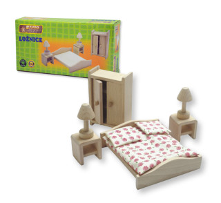 Dřevěný nábytek pro panenky - ložnice
