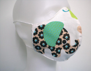 Látková respirační rouška - pro děti 3 - 6 let jednovrstvá Sloni mint