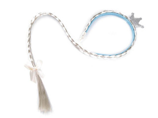 Karnevalová čelenka s copem a korunkou 