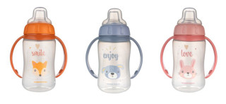 Hrneček tréninkový Cute Animals se silikonovým pítkem 320 ml Canpol babies