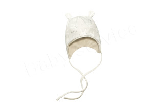 Kojenecká dvouvrstvá zavazovací čepička s oušky Zajíci Baby Service Béžová