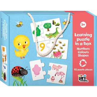 Puzzle pro předškoláky v krabičce Čísla, barvy, tvary