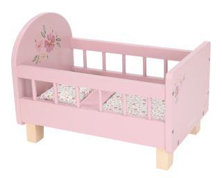 Postýlka pro panenky dřevěná s peřinkou Pink Little Dutch