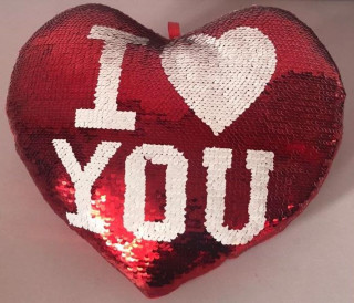 Polštář srdce s flitry 30 cm