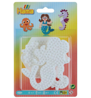 Podložka, na zažehlovací korálky MIDI 3ks - šestiúhelník, mořský koník a panna Hama