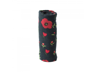 Mušelínová zavinovací plena 120x120cm Dark Summer Poppy