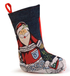 Mikulášská / vánoční punčocha modrá 25x39 cm