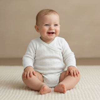 Zavinovací body s ohrnutým rukávem bílá vzor obdélník Babyservice