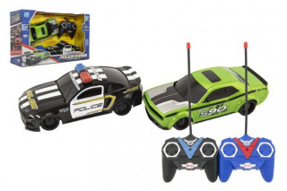 Auto RC 2ks policejní honička plast zelené 18cm na dálkové ovládání