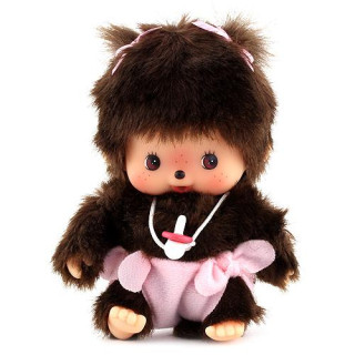 Plyš Monchhichi Holka s růžovou plenkou 15 cm