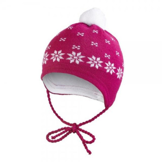 Čepice PLETENÁ zavazovací NORSKÝ VZOR Outlast® BAMBULE tm.růžová