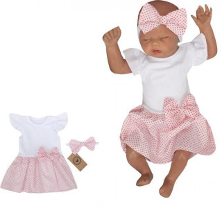 2-dílná sada sukničkobody kr. rukáv s mašlí + čelenka Z&Z, Bílá/růžová