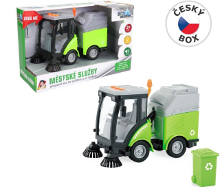 Čistící vůz na setrvačník se světlem a zvukem 19 cm