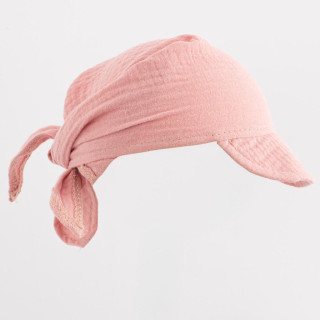 Dětský letní mušelínový šátek s kšiltem pink New Baby