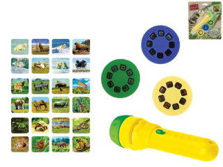Jungle Expedition projektorová svítilna 11,5 cm na baterie se světlem 24 obrázků na kartě