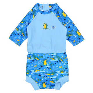 Plavky Happy Nappy kostýmek 3/4 rukáv Sunsuit Krokodýli 