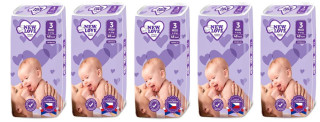 MEGAPACK Dětské jednorázové pleny New Love Premium comfort 3 MIDI 4-9 kg 5x48 ks
