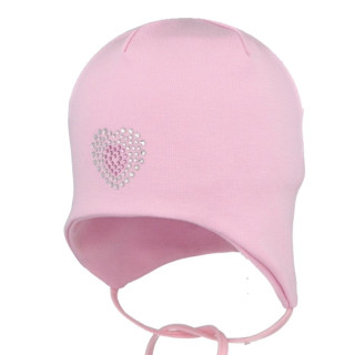Dívčí kojenecká zavazovací čepice Srdíčko Sv. růžová RDX