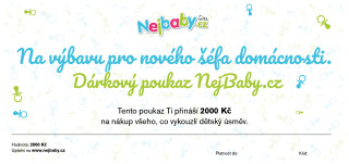 Tištěný dárkový poukaz Nejbaby "Na výbavu nového šéfa domácnosti"