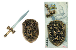 Rytířský meč 53cm a štít 34cm