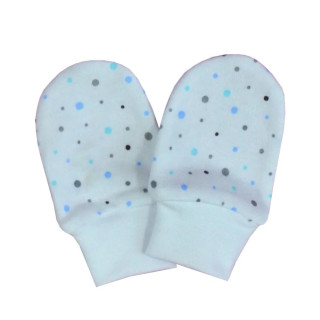 Rukavice bavlna potisk jemný puntík modrý