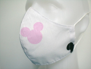 Látková respirační rouška - pro děti 3 - 6 let jednovrstvá Mickey růžový a černý