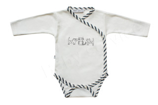 Body dlouhý rukáv zavinovací s rukavičkami Pruhy a kočky Baby Service