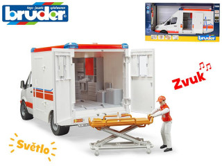 Bruder sanitka MB Sprinter 46cm volný chod  se světlem + postavička