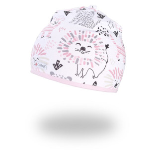 Čepice podšitá Outlast® - bílá lvi/růžová baby Vel. 2 (39-41 cm)