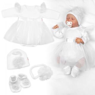 Luxusní 4D slavnostní sada oblečení pro miminko Girl bílá