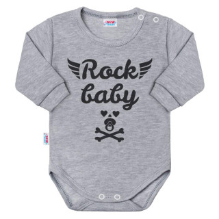 Kojenecké body s dlouhým rukávem New Baby Rock baby šedé